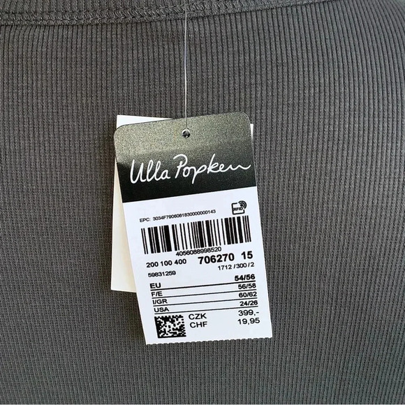 ULLA POPKEN Ribbed Tank Top Dark Gray Plus Size 24 26 NWT Sleeveless Shirt New - Picture 6 of 9